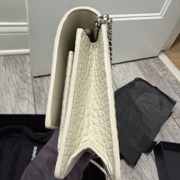 Yves Saint Laurent Ivory Croc-Embossed Mini Sunset Bag - Picture 4 of 9